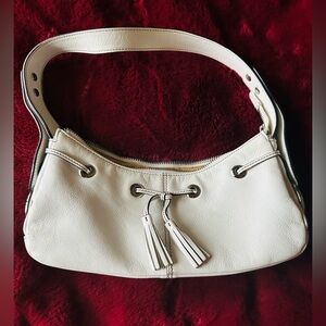 White Leather Hobo Shoulder Bag